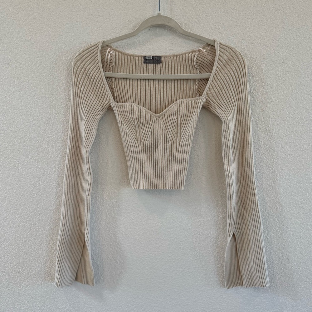 Urban Outfitters Cream Ribbed Crop Top